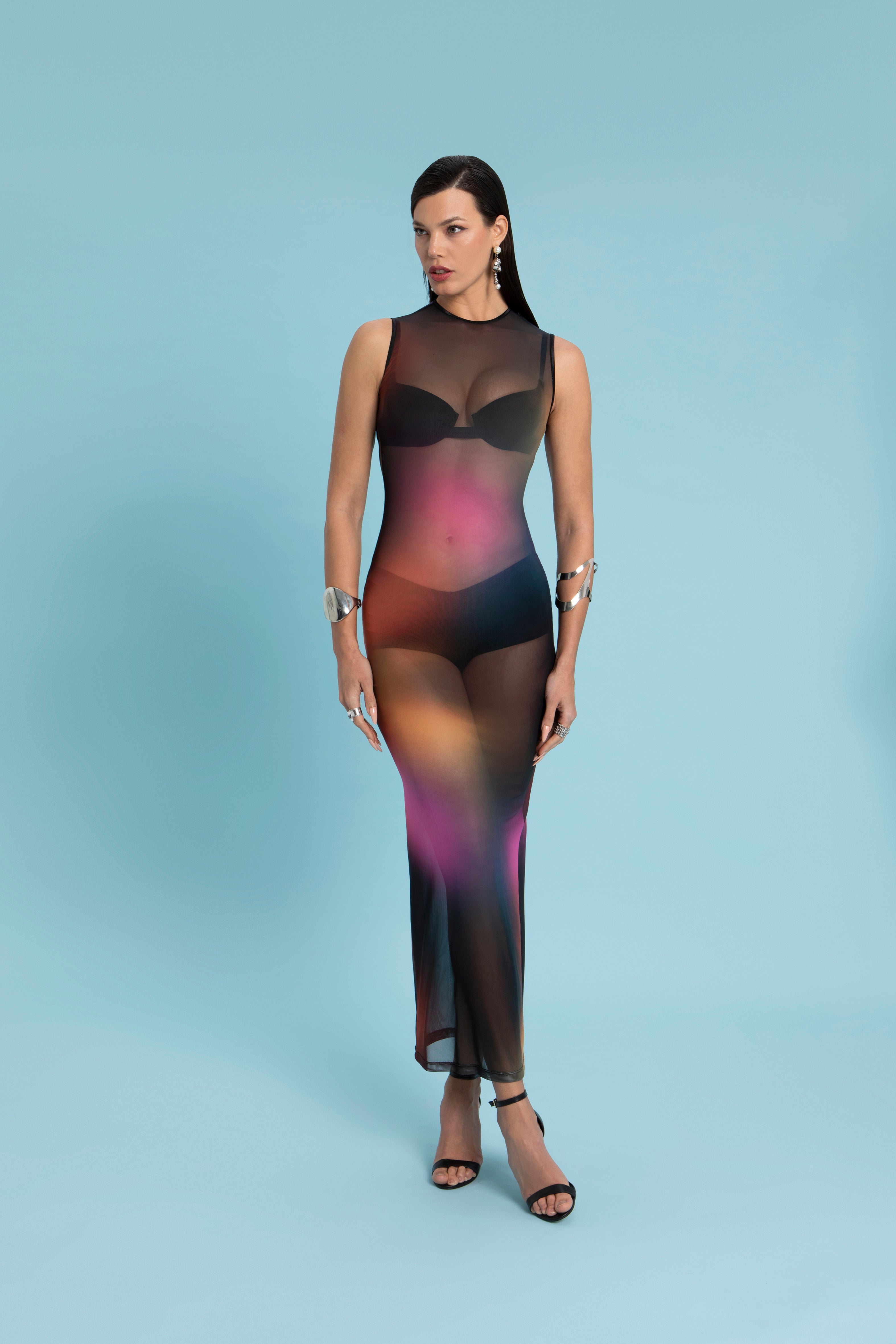 VESTIDO MINERVA S/ MANGA ESTAMPA BRUMA